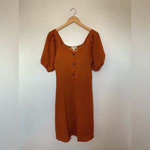 Women’s Burnt Orange Polka Dot Dress L